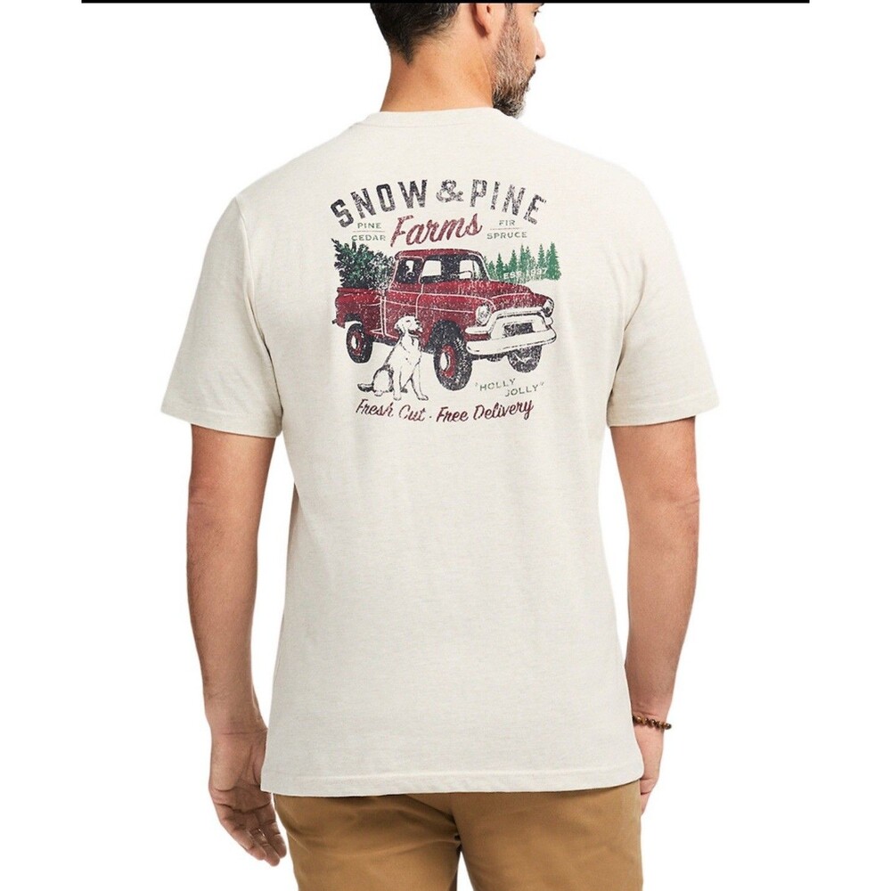 Men's IZOD Saltwater Relaxed Snow & Pine Farms T-Shirt New XXL CHRISTMAS HOLIDAY